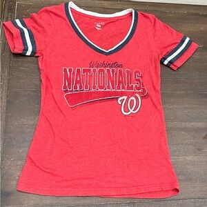 Washington Nationals Red V-Neck Short Sleeve Tee Medium by Campus Lifestyle